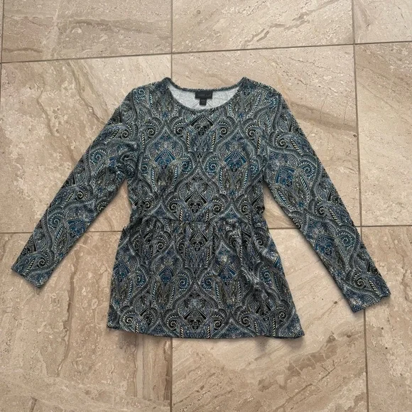 J. Jill women's Small petite paisley blue blouse - Picture 1 of 3